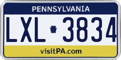 PA license plate LXL3834