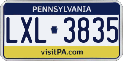 PA license plate LXL3835