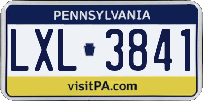 PA license plate LXL3841