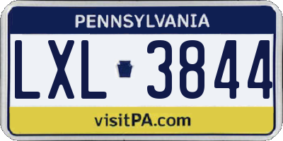 PA license plate LXL3844