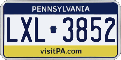 PA license plate LXL3852