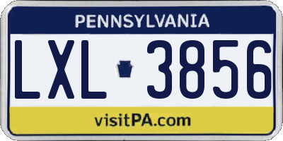 PA license plate LXL3856