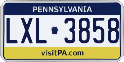 PA license plate LXL3858