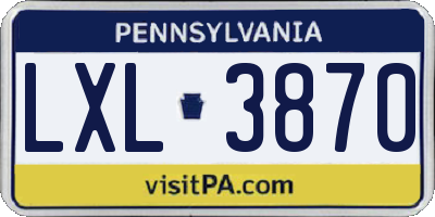 PA license plate LXL3870