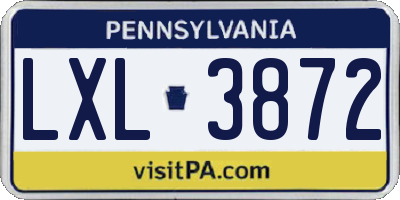 PA license plate LXL3872