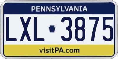 PA license plate LXL3875