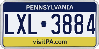 PA license plate LXL3884