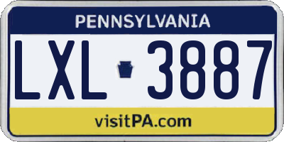 PA license plate LXL3887