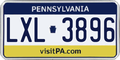PA license plate LXL3896