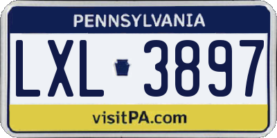 PA license plate LXL3897