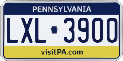 PA license plate LXL3900