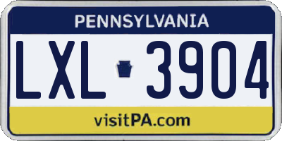 PA license plate LXL3904