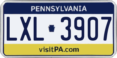 PA license plate LXL3907