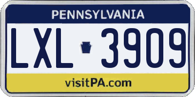 PA license plate LXL3909