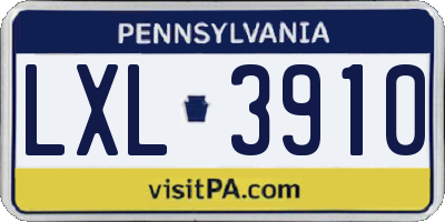 PA license plate LXL3910