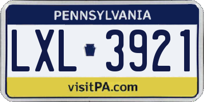 PA license plate LXL3921
