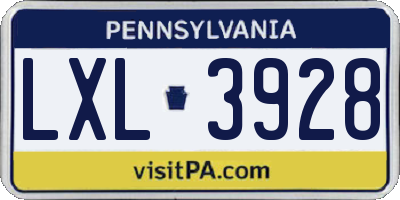 PA license plate LXL3928