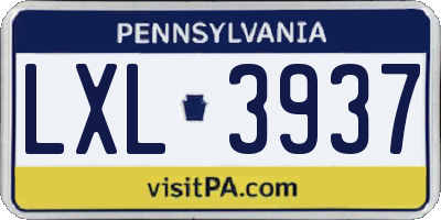 PA license plate LXL3937
