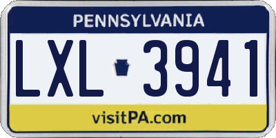 PA license plate LXL3941