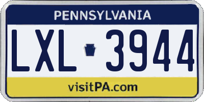 PA license plate LXL3944