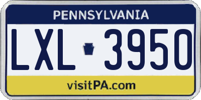 PA license plate LXL3950