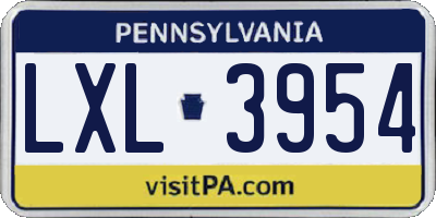 PA license plate LXL3954