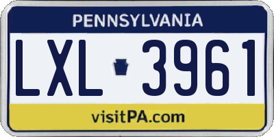 PA license plate LXL3961
