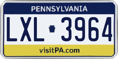 PA license plate LXL3964