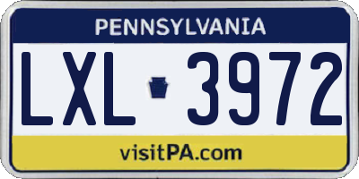PA license plate LXL3972