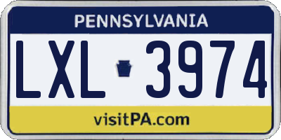 PA license plate LXL3974