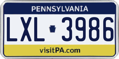 PA license plate LXL3986