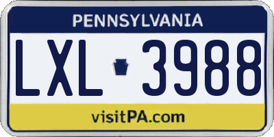 PA license plate LXL3988