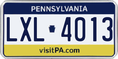 PA license plate LXL4013