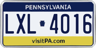 PA license plate LXL4016