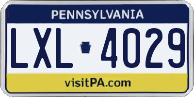 PA license plate LXL4029