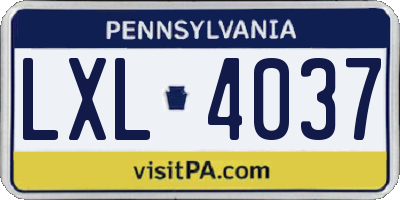 PA license plate LXL4037