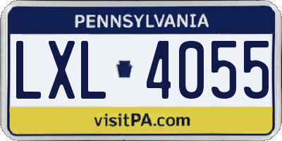 PA license plate LXL4055