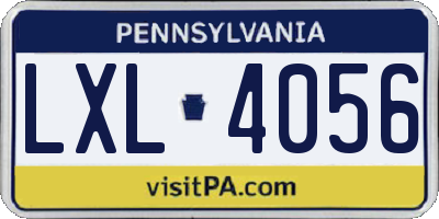PA license plate LXL4056