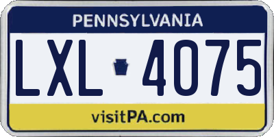 PA license plate LXL4075