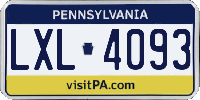PA license plate LXL4093