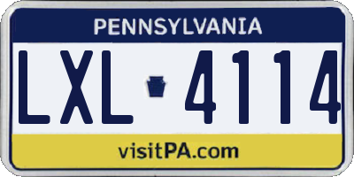 PA license plate LXL4114