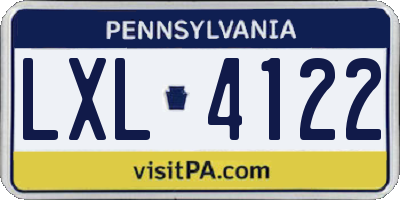 PA license plate LXL4122