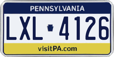 PA license plate LXL4126
