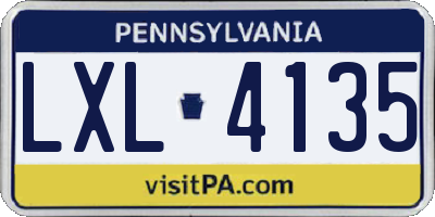 PA license plate LXL4135