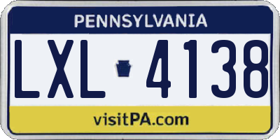 PA license plate LXL4138