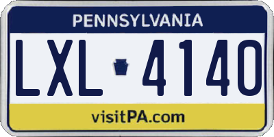 PA license plate LXL4140