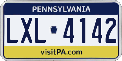 PA license plate LXL4142