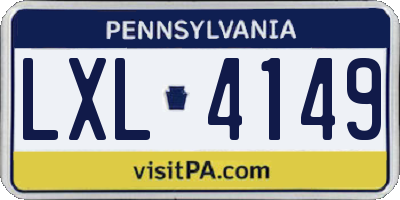 PA license plate LXL4149