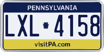 PA license plate LXL4158