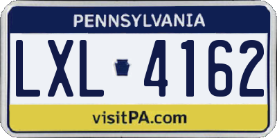 PA license plate LXL4162